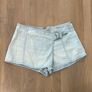 Free People Soft Denim Wrap Skort
